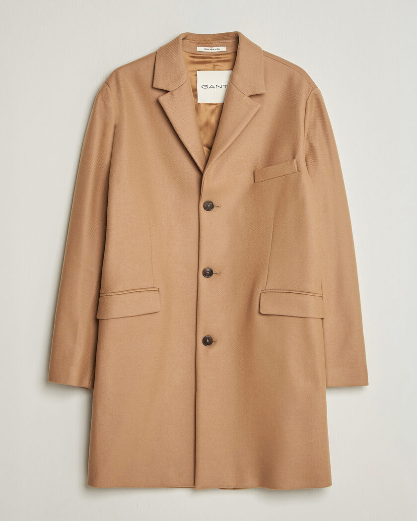 Auralee Wool Tweed Chesterfield Coat Khaki at CareOfCarl.com