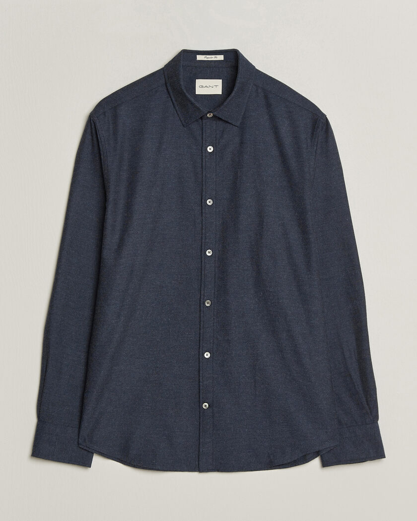 Gant Regular Fit Flannel Shirt Dark Navy Melange – Blue