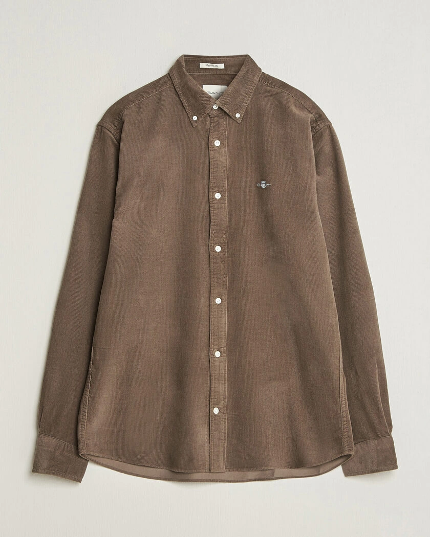  Gant Regular Fit Corduroy Shirt Faded Taupe – Brown