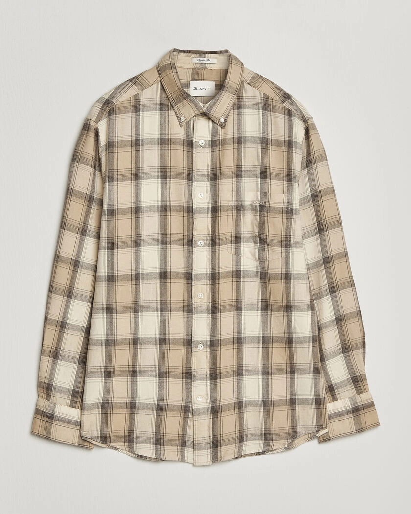 Gant Regular Fit Windblown Flannel Checked Shirt Dry Sand – Beige