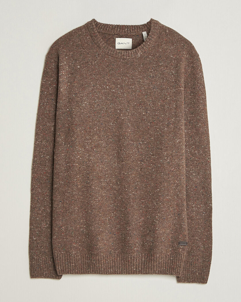 Gant Neps Wool Crew Neck Sweater Faded Taupe – Brown