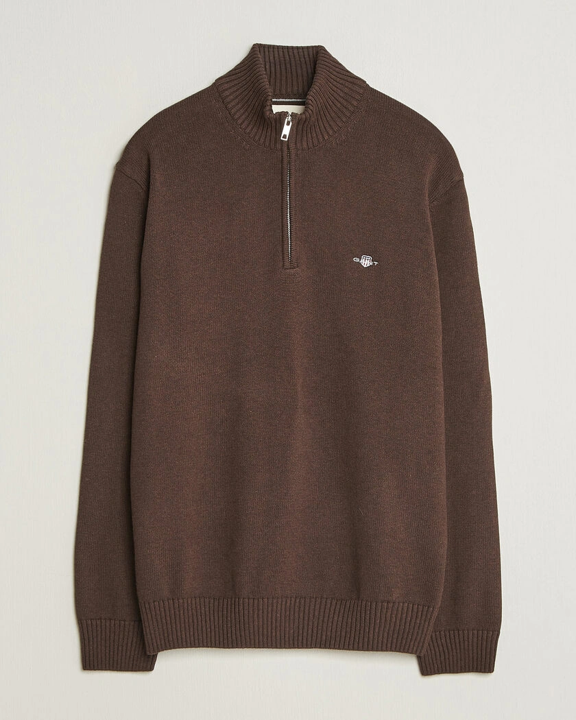 Gant Casual Cotton Half Zip Black Brown Melange – Brown
