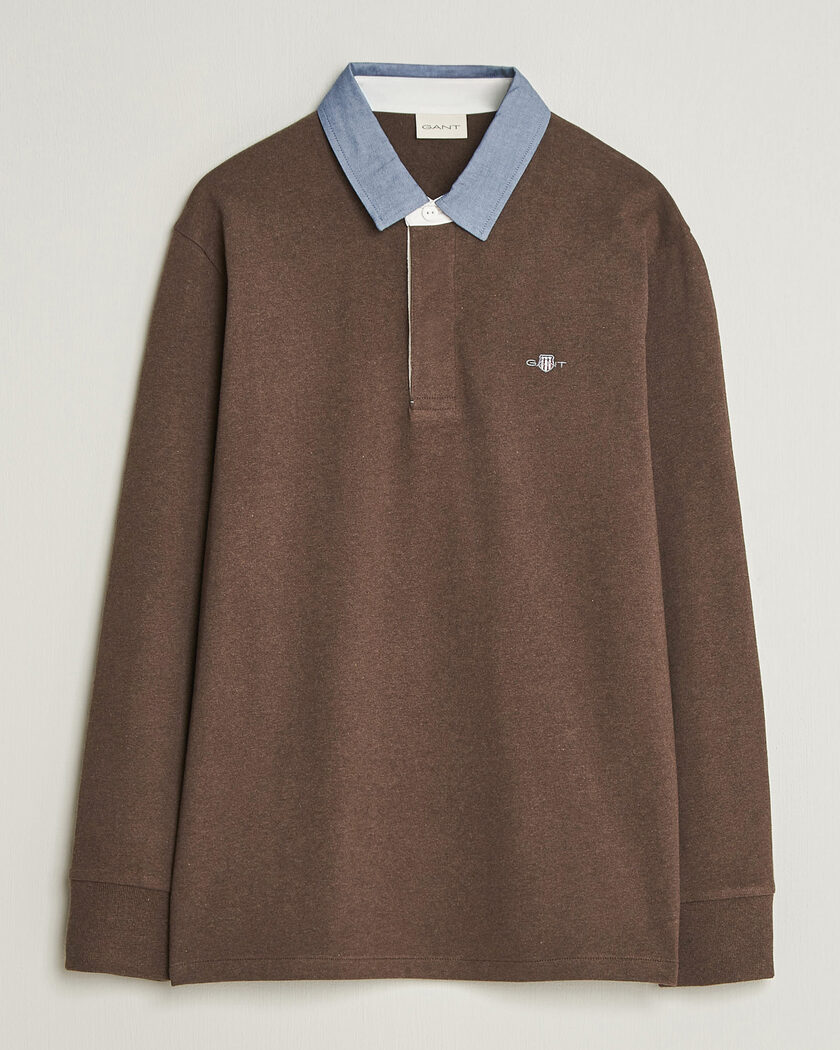 Gant Chambray Solid Heavy Rugger Black Brown Melange – Brown