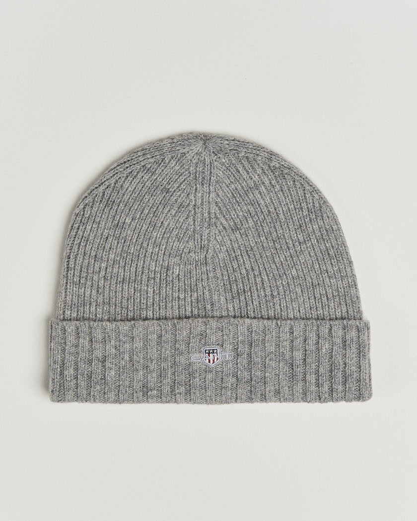 Moncler Genius X Palm Angels Rib Wool Beanie Grey at CareOfCarl.com