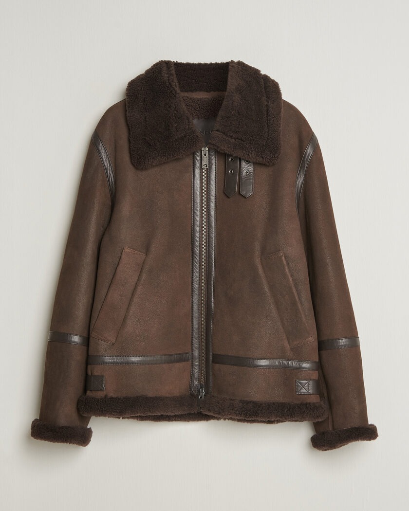 Gant Classic Shearling Jacket Black Brown – Brown