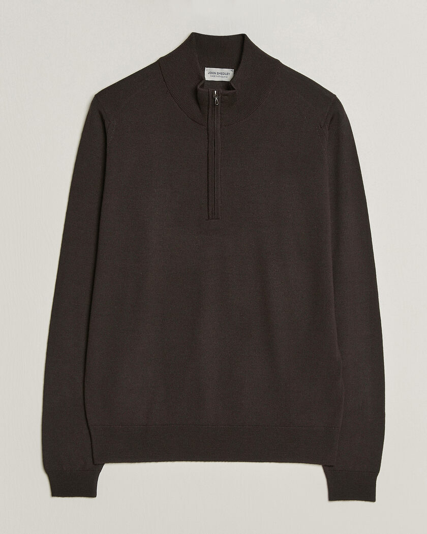 John Smedley Tapton Extra Fine Merino Half Zip Faulkner Brown – Brown