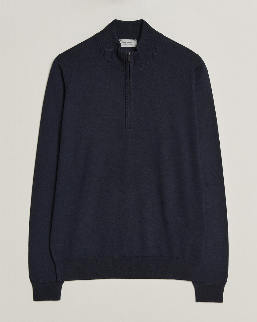 John Smedley Tapton Extra Fine Merino Half Zip Midnight – Blue