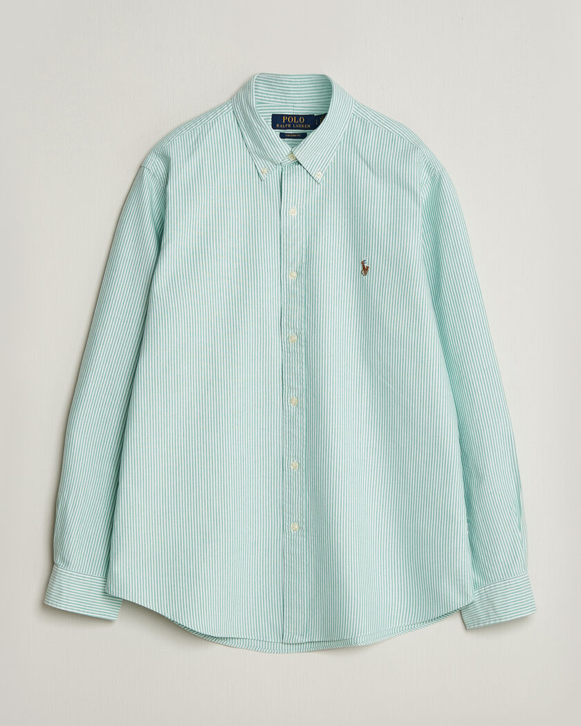 Polo Ralph Lauren Custom Fit Striped Oxford Shirt Scarab Green/White – Green