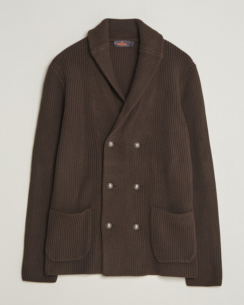 William Lockie Rob Lambswool Cardigan Mocha at CareOfCarl.com