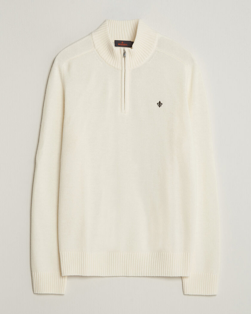 Morris Hertford Lambswool Half Zip Off White – White
