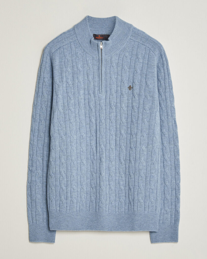 Morris Hertford Cable Half Zip Blue – Blue