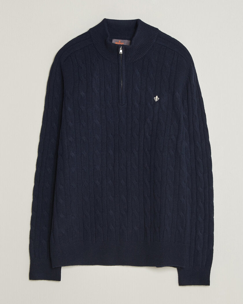 Morris Hertford Cable Half Zip Navy – Blue