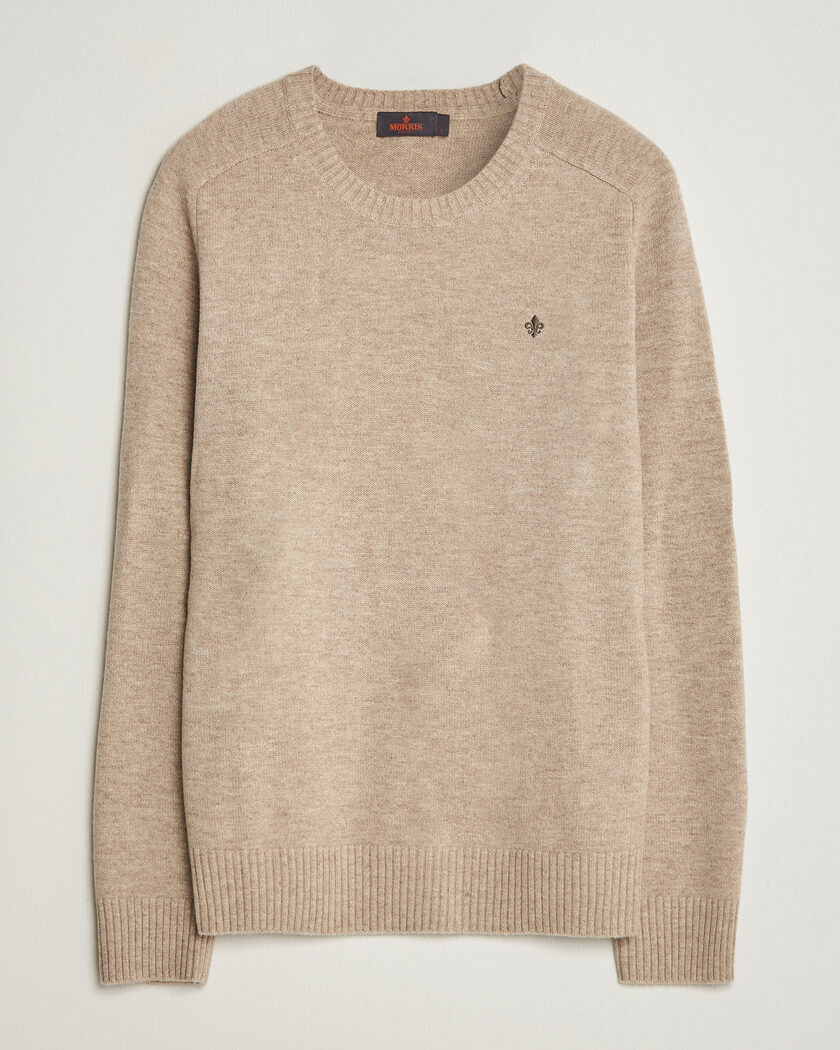 Morris Hertford Lambswool Crew Neck Khaki – Beige