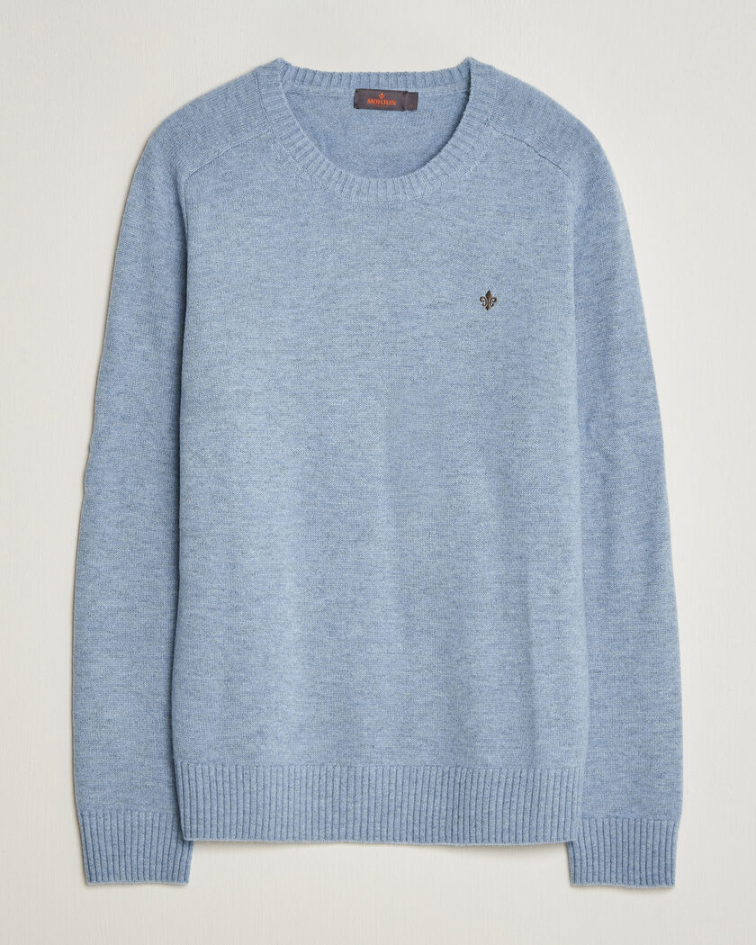Morris Hertford Lambswool Crew Neck Blue – Blue