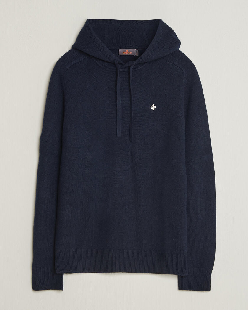 Morris Hertford Lambswool Hoodie Navy – Blue