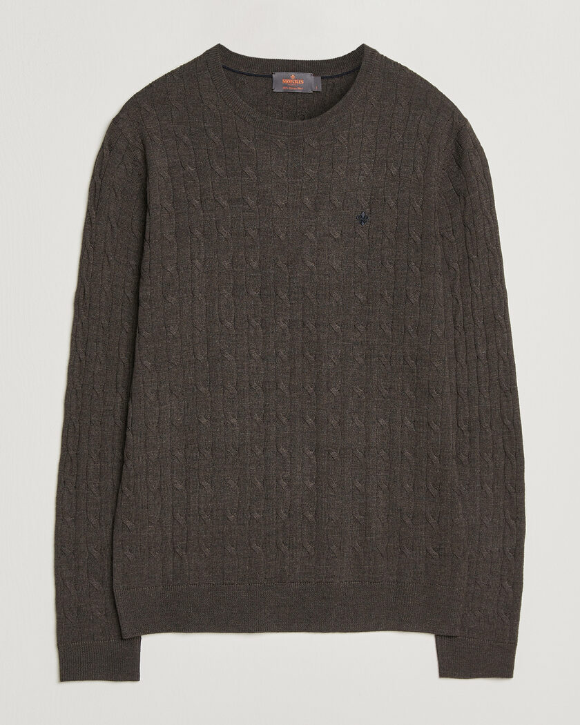 Morris Merino Cable O-Neck Brown – Brown