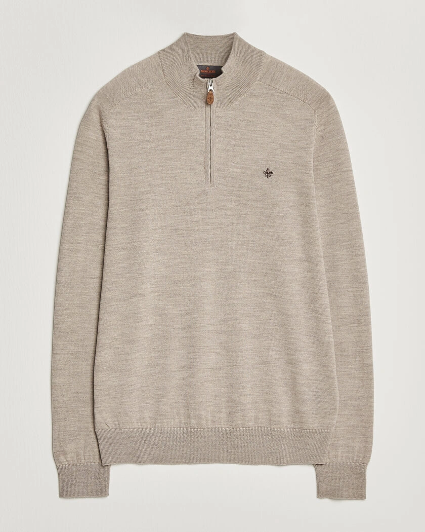 Morris John Merino Half Zip Khaki – Beige