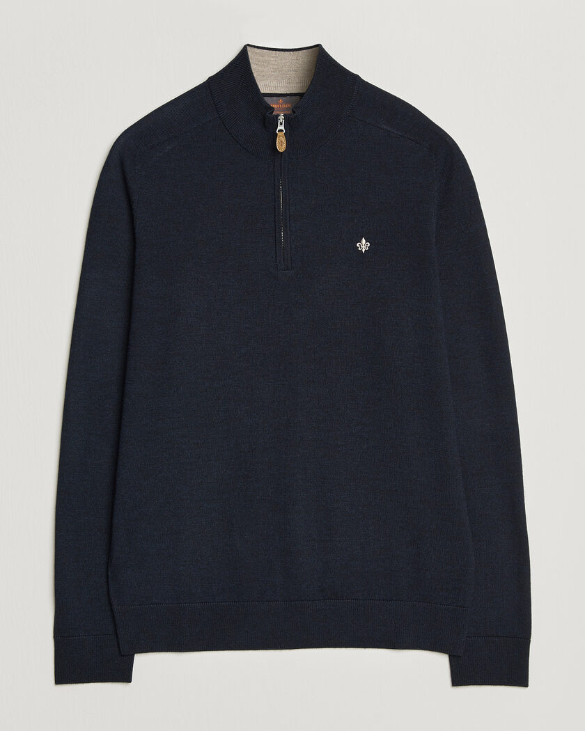 Morris John Merino Half Zip Navy – Blue