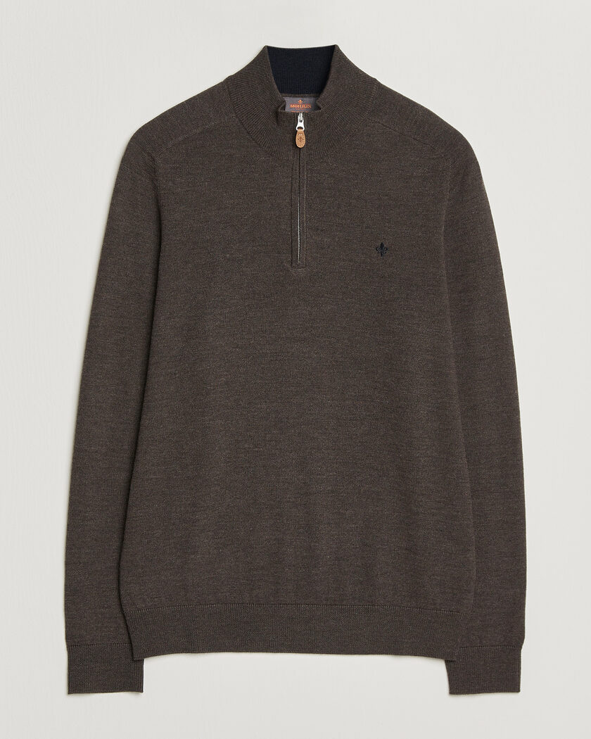 チャッピー様 Charles Tyrwhitt Pure Merino Zip Neck Jumper Mocha at CareOfCarl.com