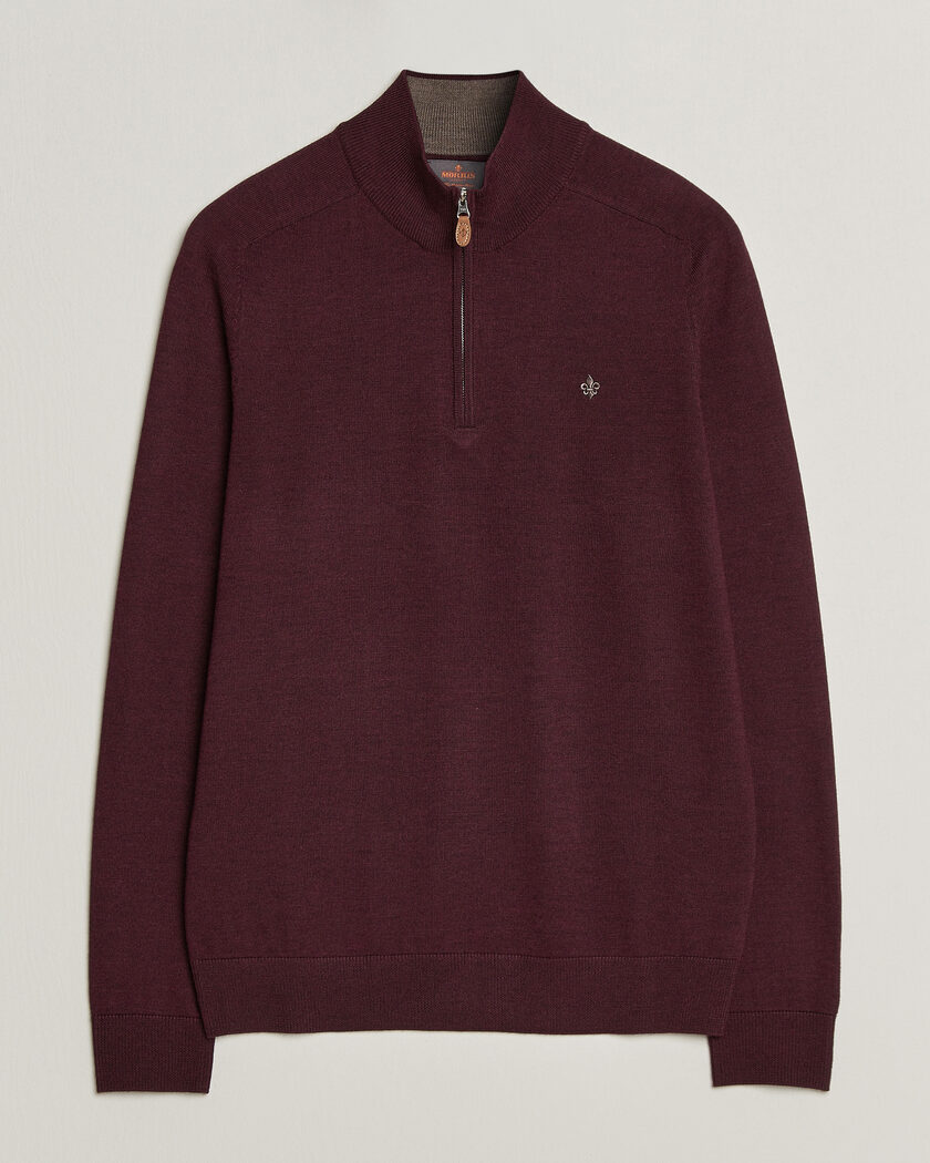 Morris John Merino Half Zip Wine Red – Red