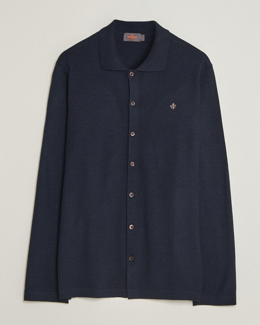 Morris Merino Shirt Cardigan Navy – Blue