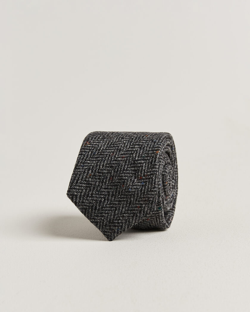Amanda Christensen Wool Herringbone 8cm Tie Grey – Grey