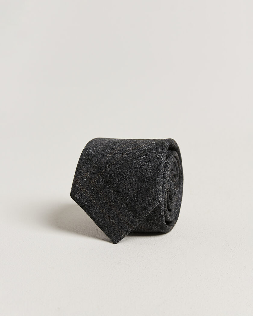 Amanda Christensen Wool Checked 8cm Tie Dark Grey – Grey