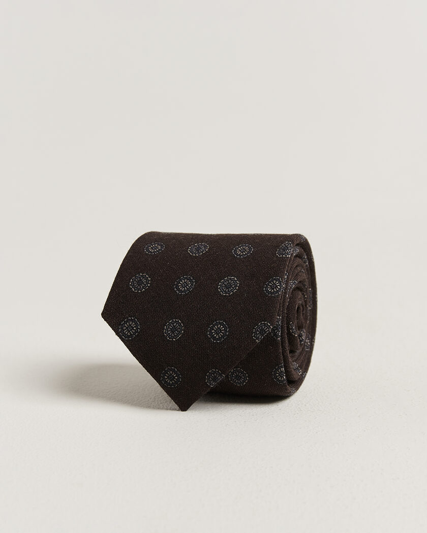Amanda Christensen Wool Medallion 8cm Tie Brown – Brown
