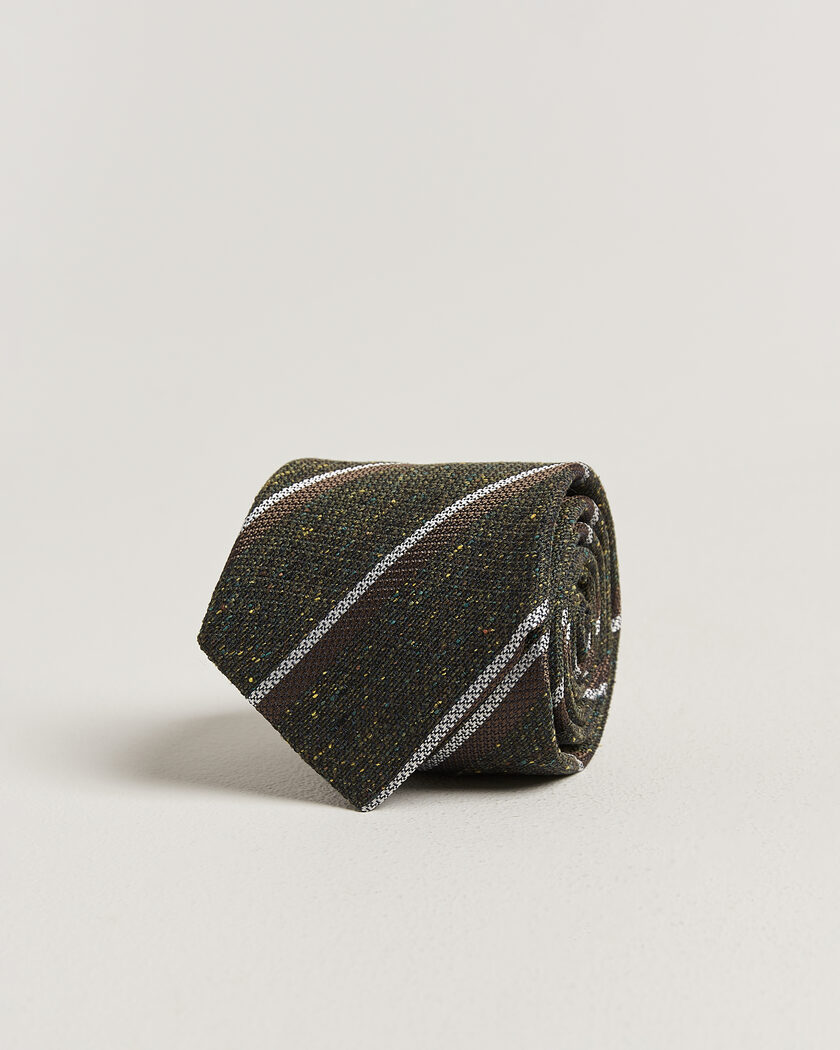 Amanda Christensen Silk Bourette Striped 8cm Tie Green – Green