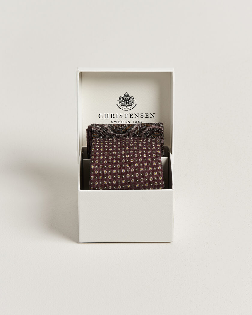 Amanda Christensen Box Set Wool 8 cm Tie And Pocket Square Wine – Red