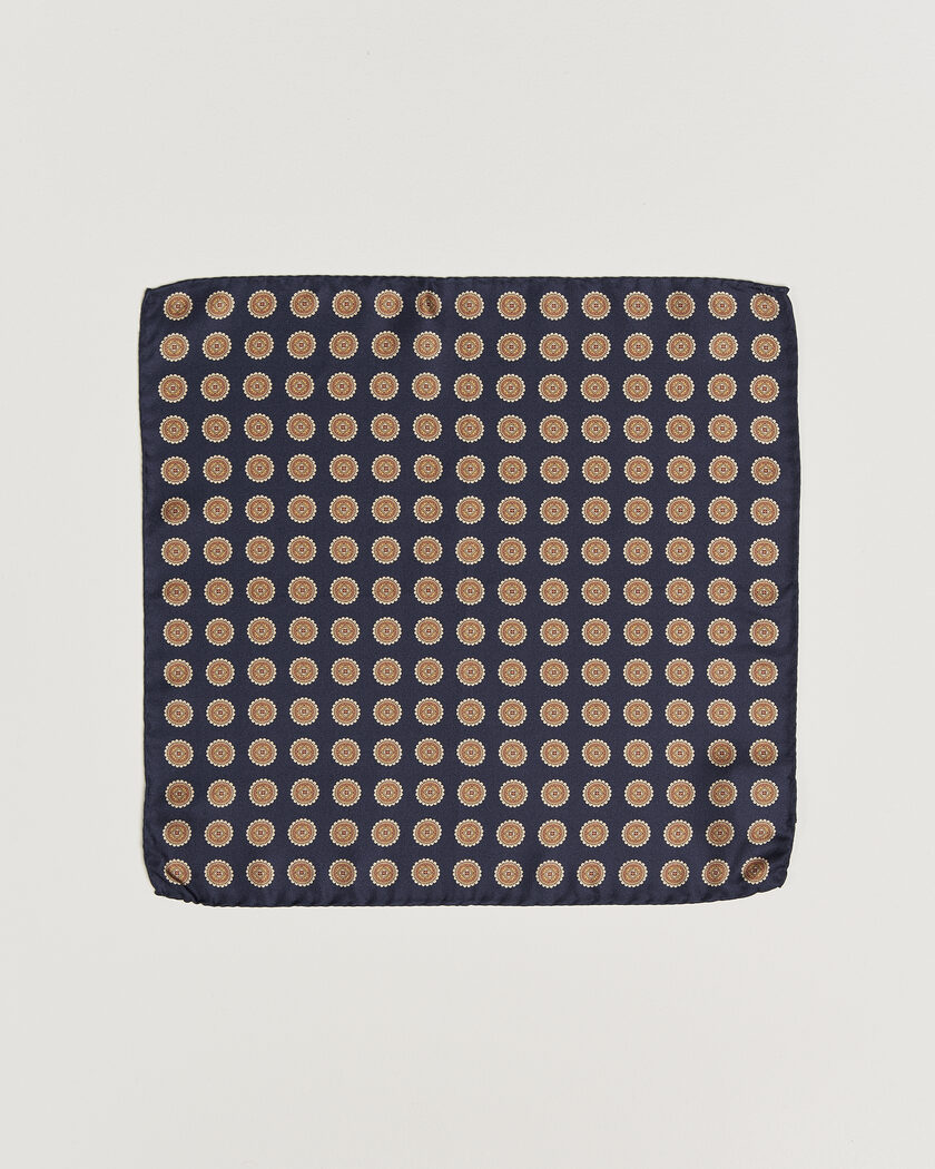 Amanda Christensen Silk Twill Medallion Pocket Square Navy – Blue