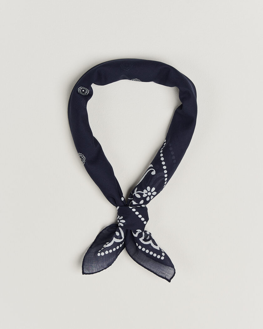Amanda Christensen Cotton Voile Printed Flower Bandana Navy – Blue