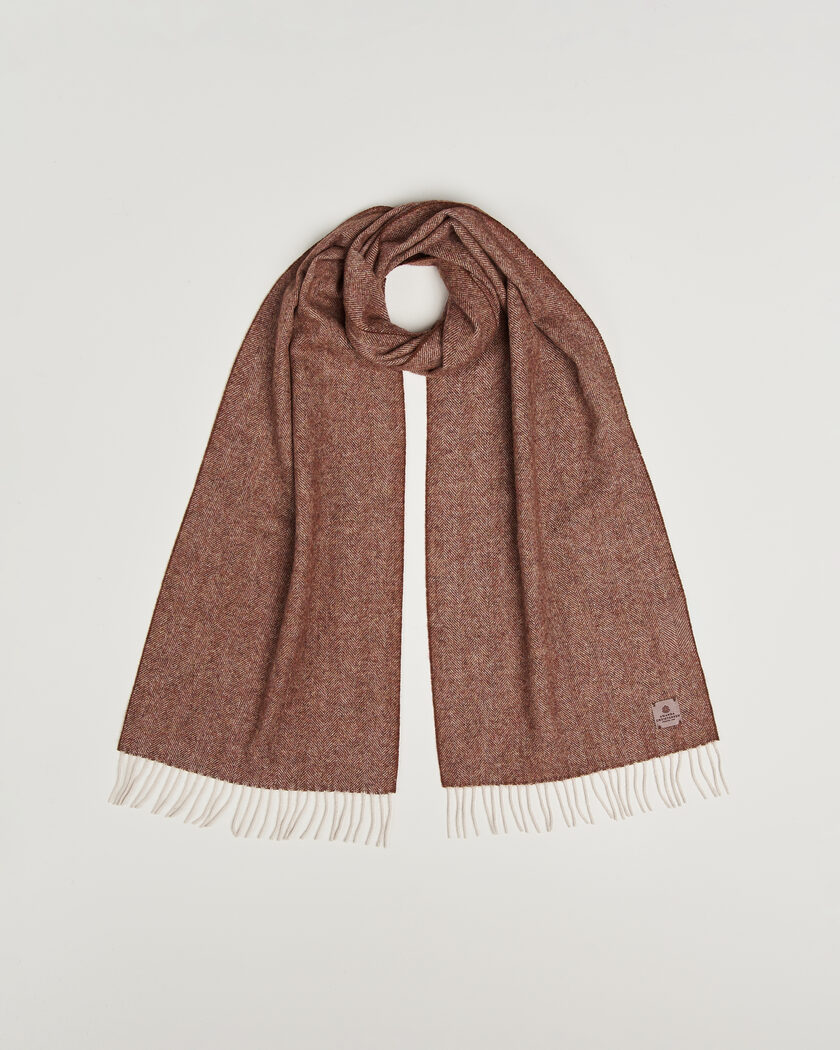 Amanda Christensen Wool Herringbone Scarf Rust – Red