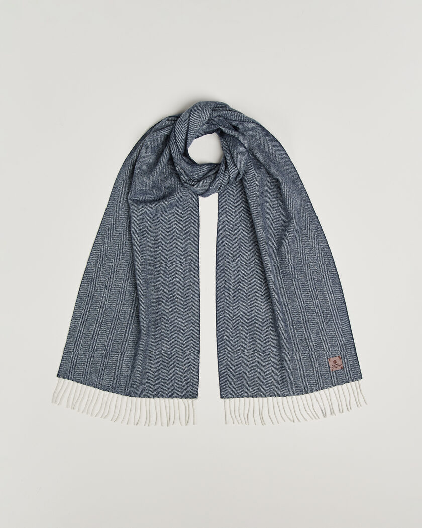 Amanda Christensen Wool Herringbone Scarf Navy – Blue