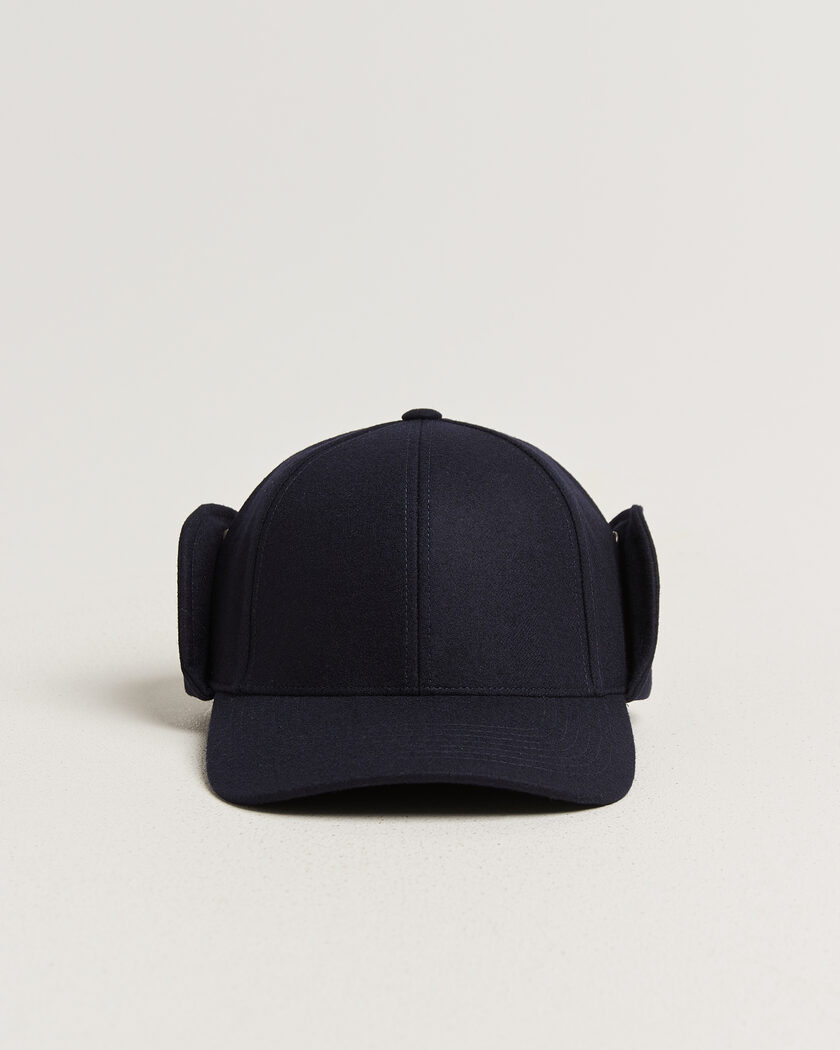 Varsity Headwear Merino Wool Earflap Baseball Cap Dark Navy – Blue