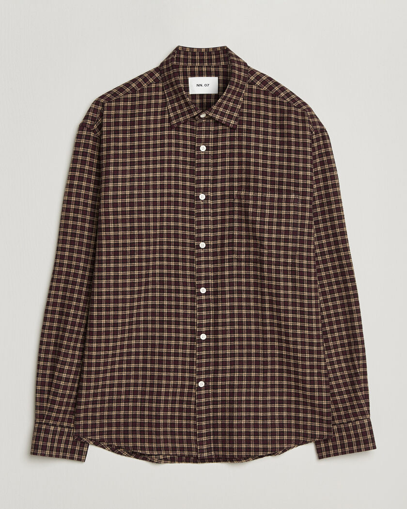 NN07 Deon Flannel Shirt Bordeaux Check – Red