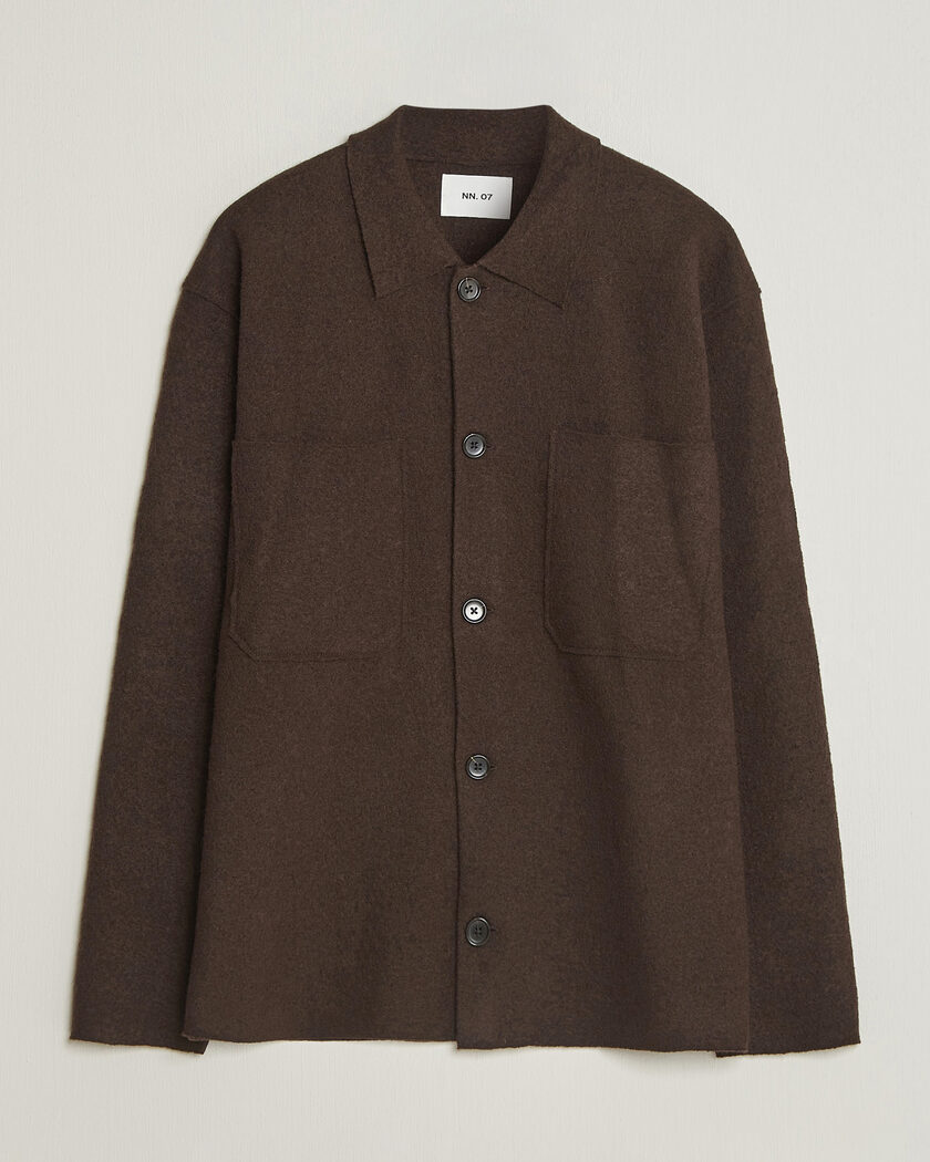 NN07 Jonas Boiled Wool Cardigan Deep Truffle – Brown