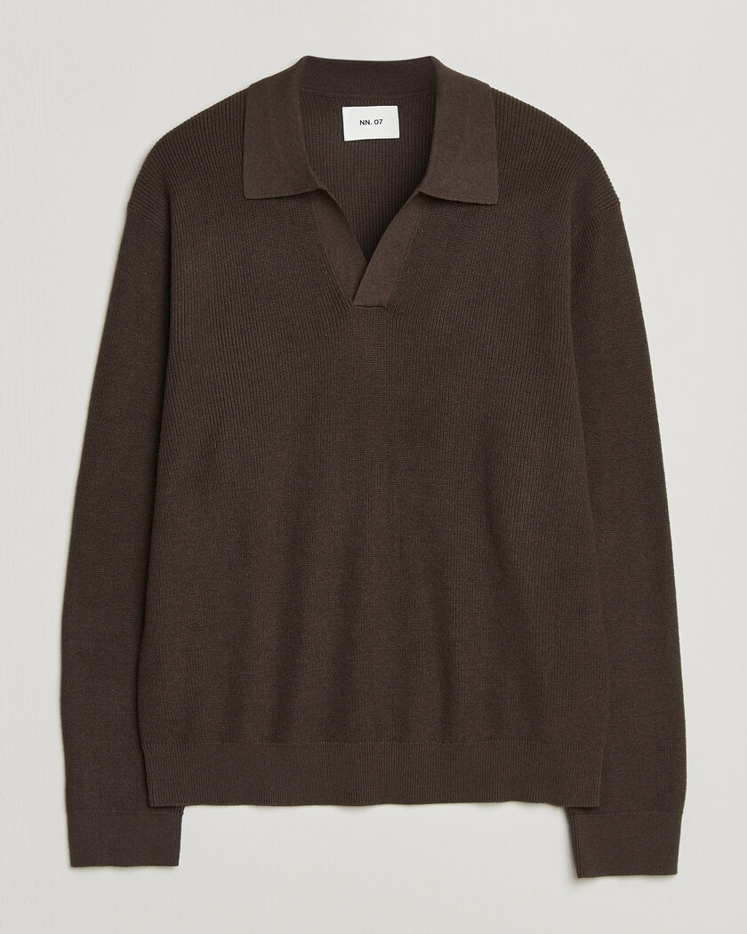 NN07 Hope Cotton/Cashmere Rib Knitted Polo Brown – Brown
