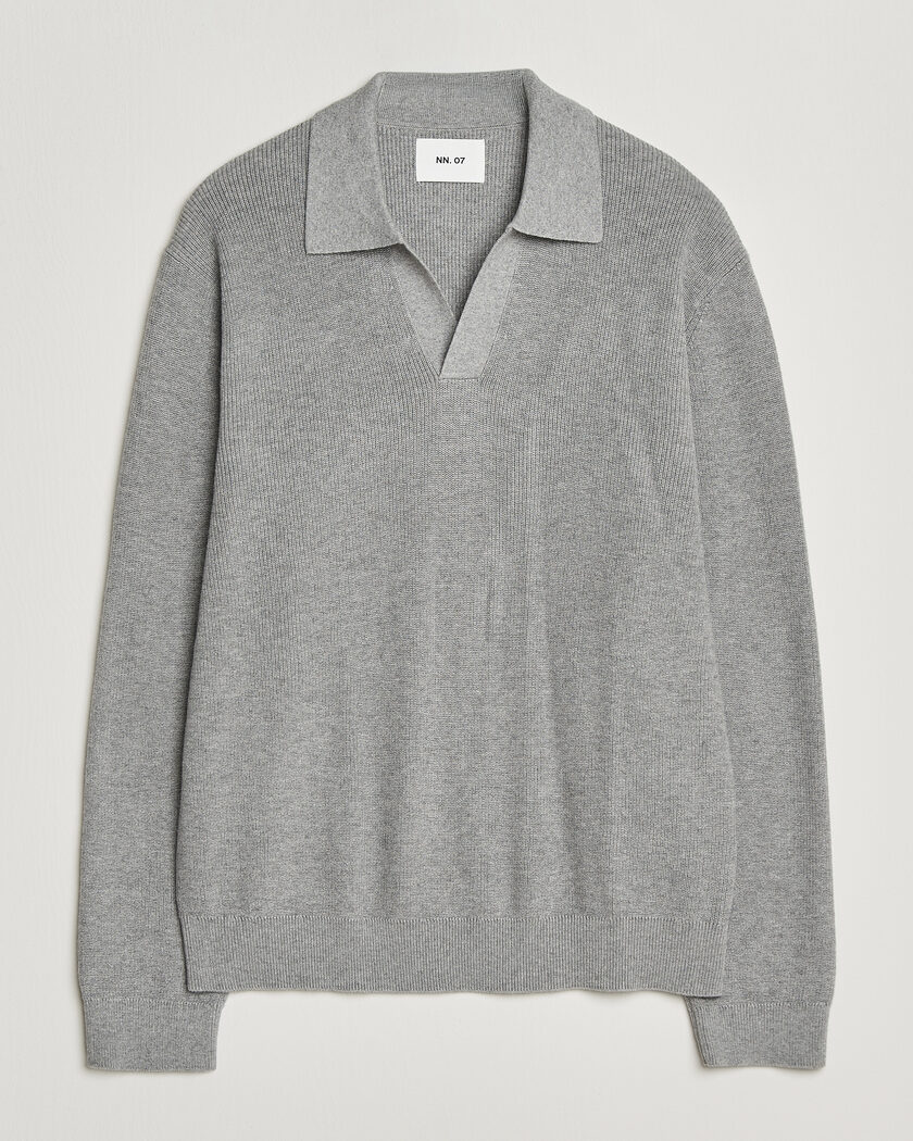 NN07 Hope Cotton/Cashmere Rib Knitted Polo Grey – Grey