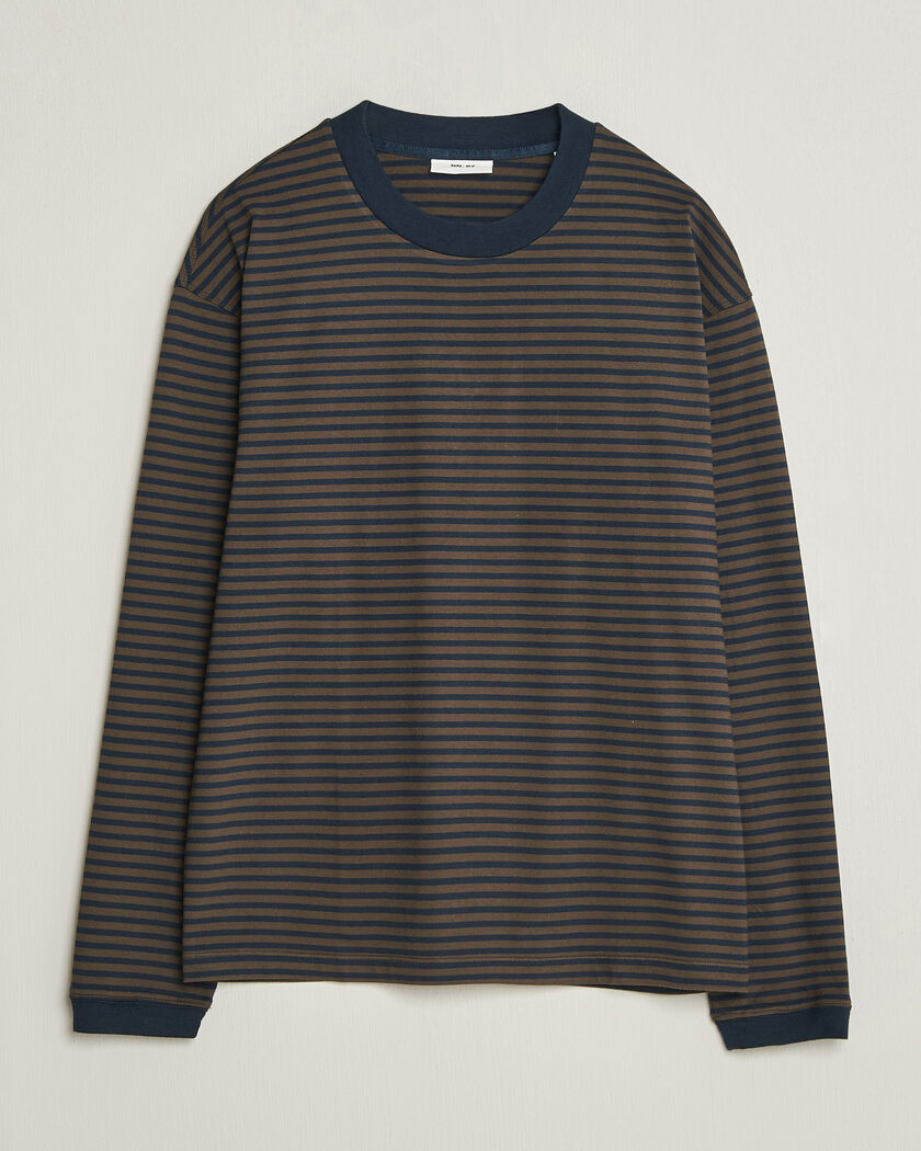 NN07 Lionel Striped Long Sleeve T-Shirt Navy/Brown – Multi-colour
