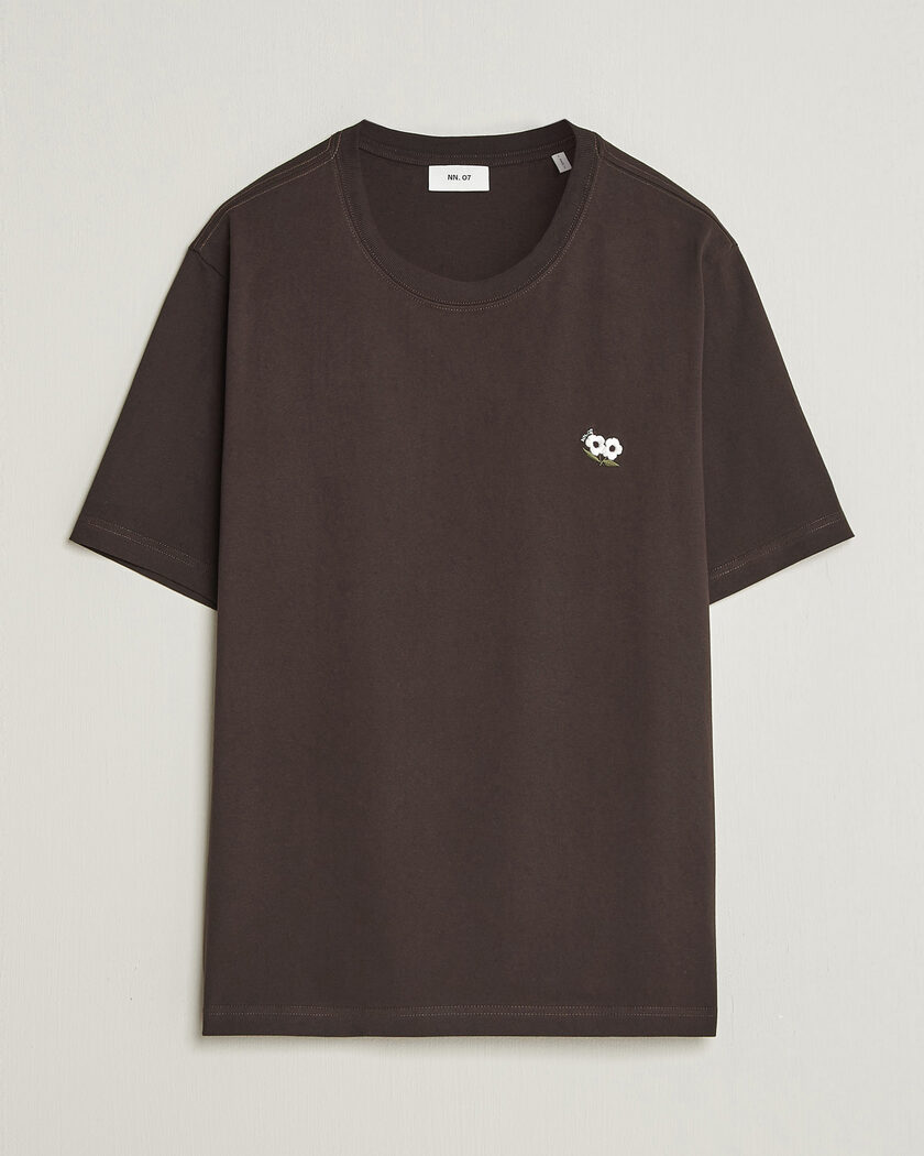 NN07 Jett Embroidered Crew Neck T-Shirt Deep Truffle – Brown