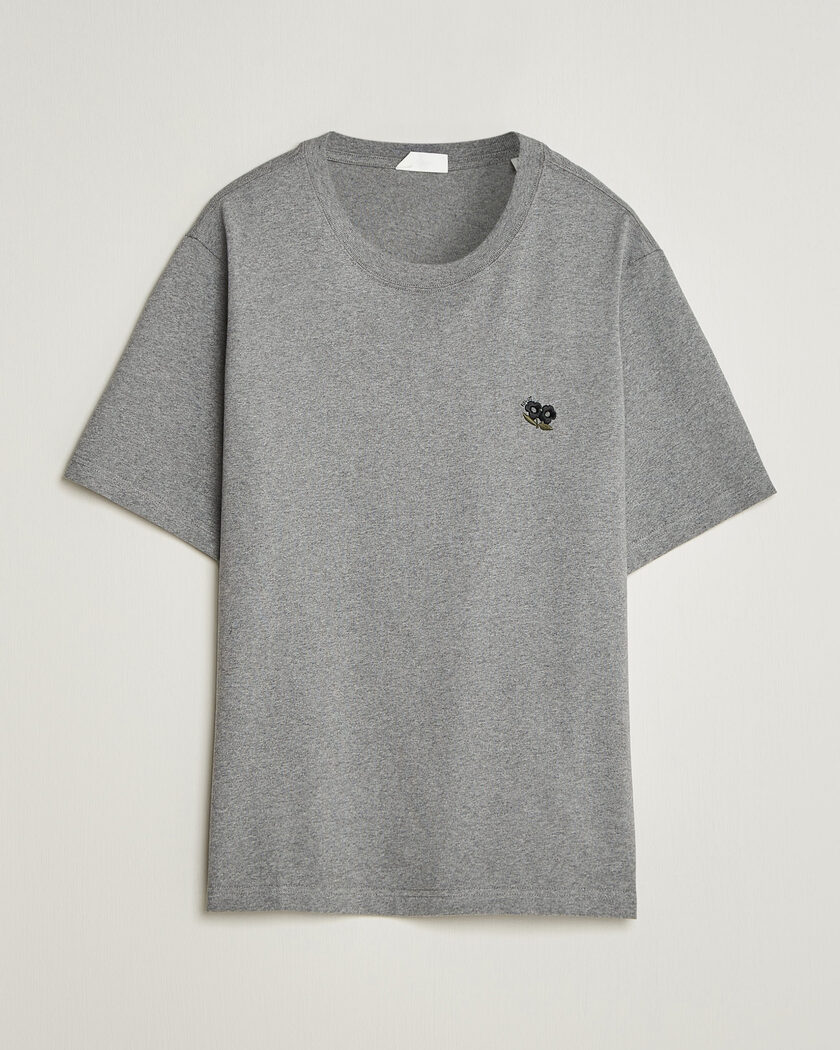 NN07 Jett Embroidered Crew Neck T-Shirt Grey Melange – Grey