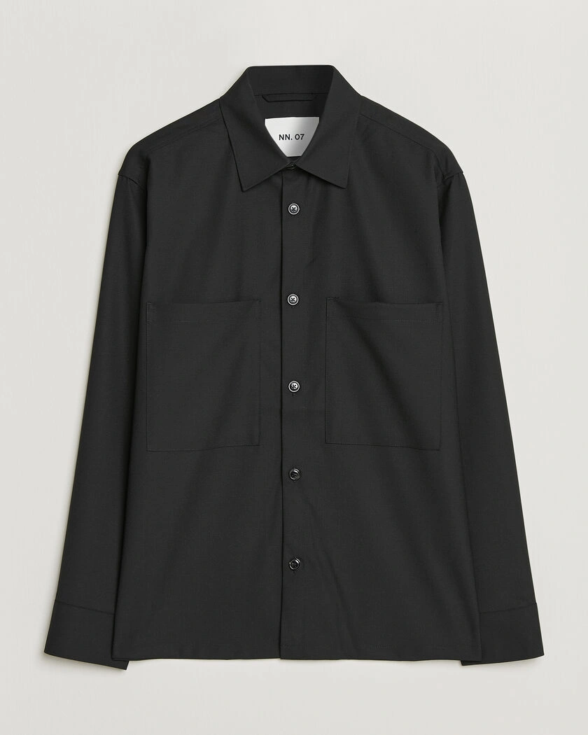 NN07 Freddy Wool Overshirt Black – Black