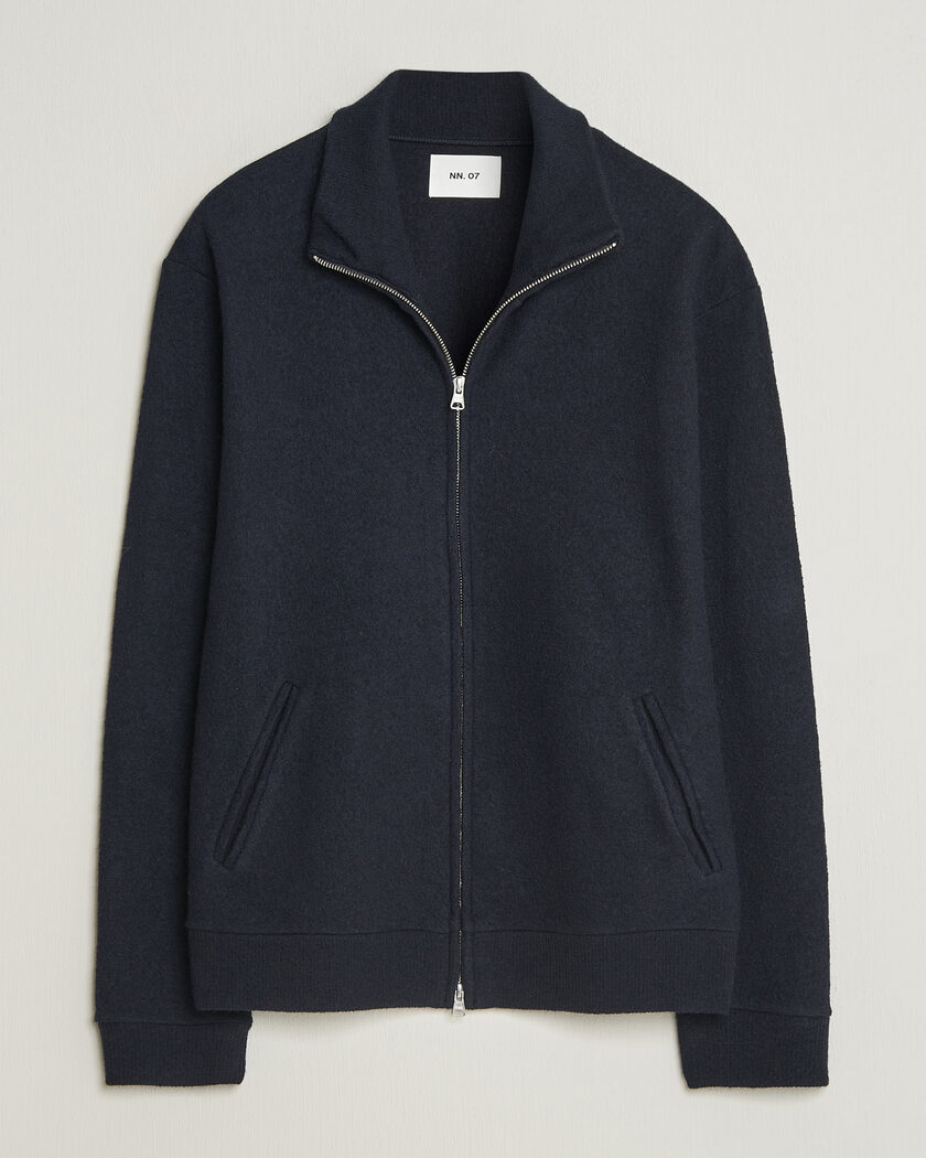 NN07 Soft Boiled Wool Full Zip Navy Blue – Blue