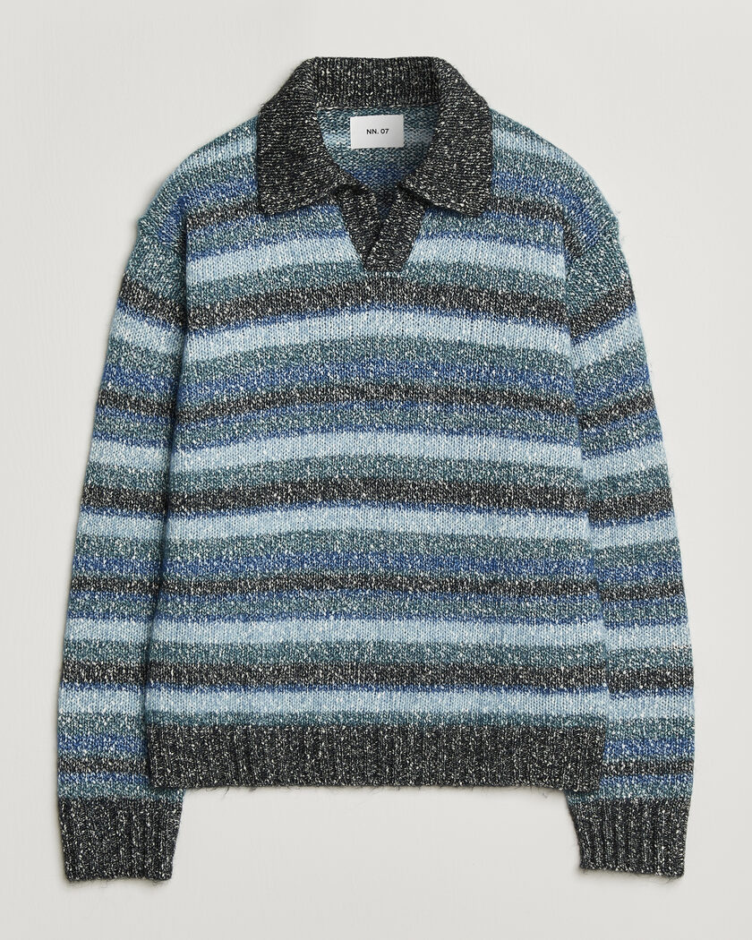 NN07 Erling Striped Knitted Polo Navy Multi – Multi-colour