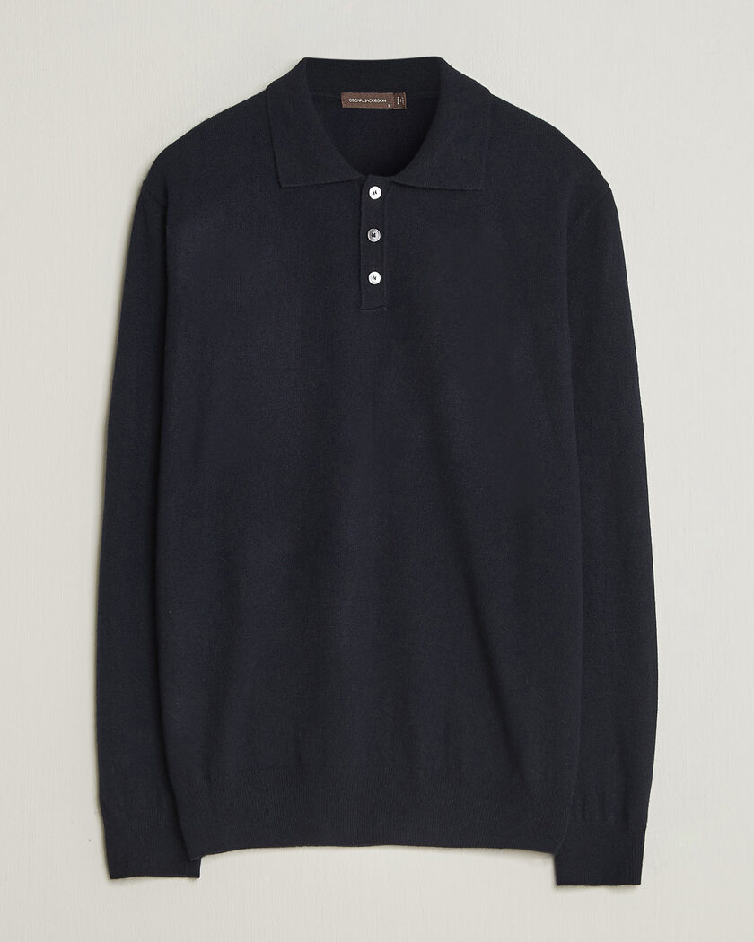  Oscar Jacobson Pepe Wool/Cashmere Polo Navy – Blue