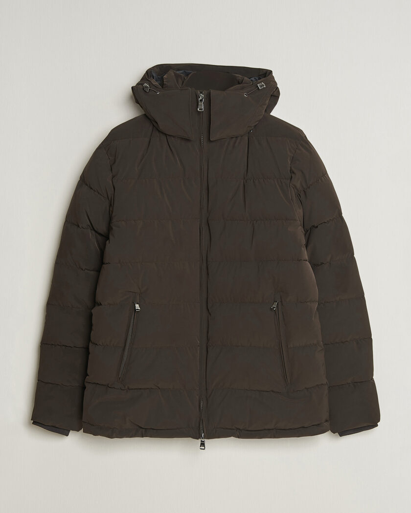 Oscar Jacobson Hooded Puffer Jacket Brown – Brown
