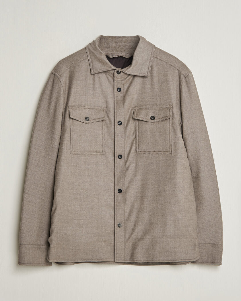 Jil Sander Felted Wool Shirt Jacket Beige at CareOfCarl.com