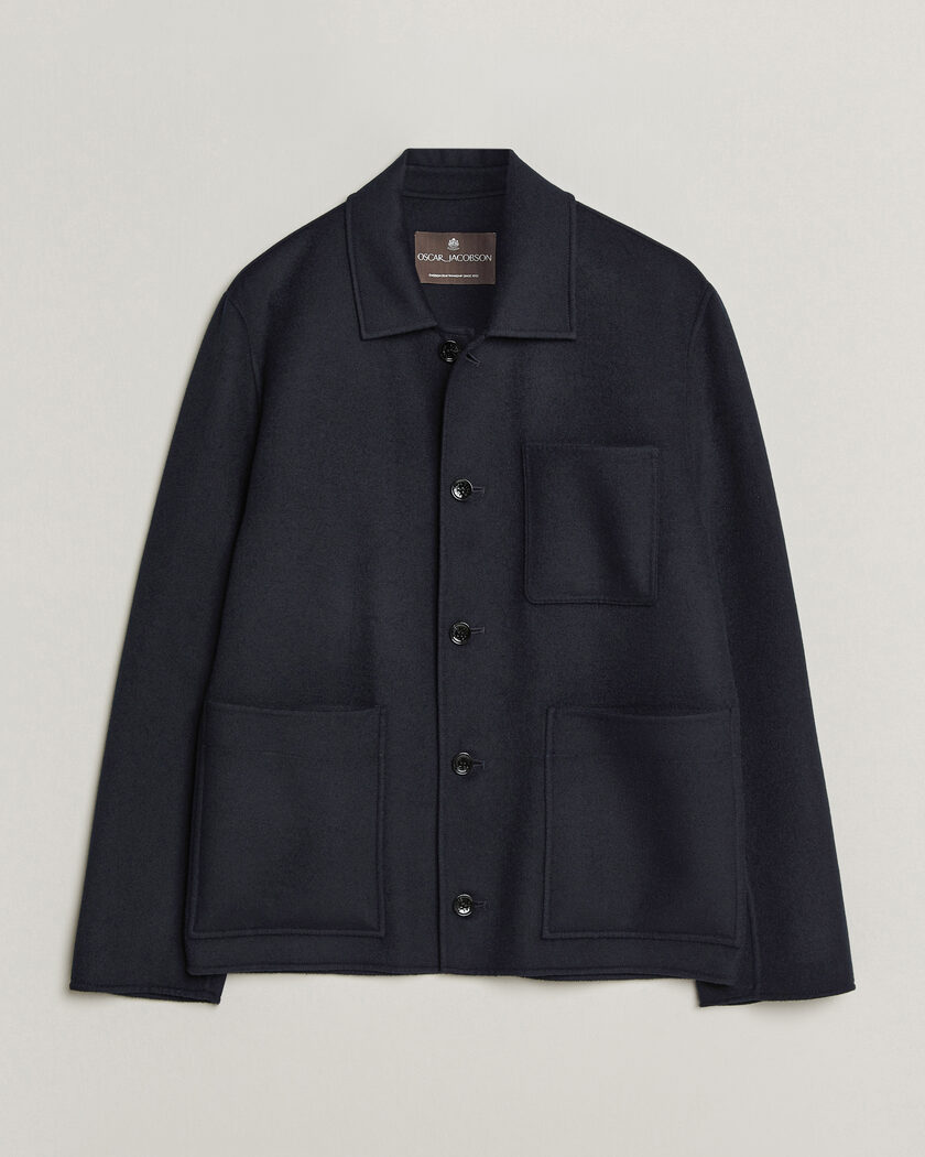  Oscar Jacobson Doublé Wool Shirt Jacket Navy – Blue