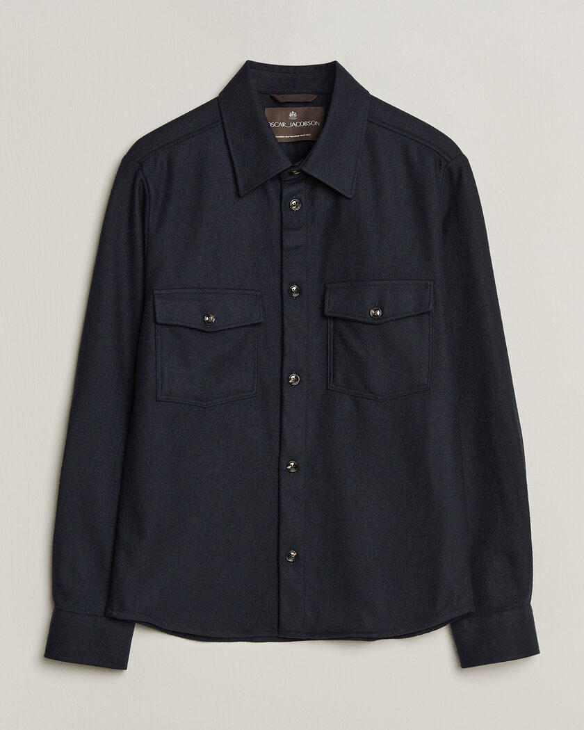 NN07 Zander Pinstriped Overshirt Navy Blue at CareOfCarl.com